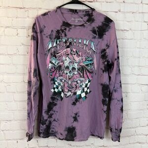 Metallica Norcal Tie Dye Long Sleeve Band Graphic T Shirt Purple Medium